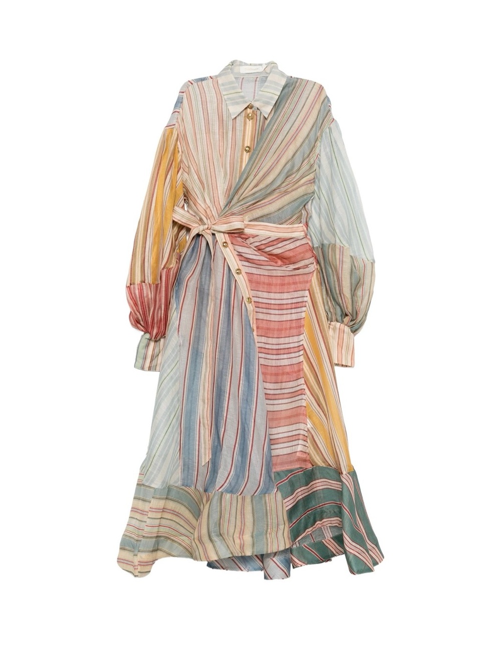 Zimmermann Multicolor Striped Tie-Waist Maxi Dress